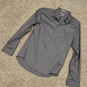 Express 1MX French cuff grey dress shirt